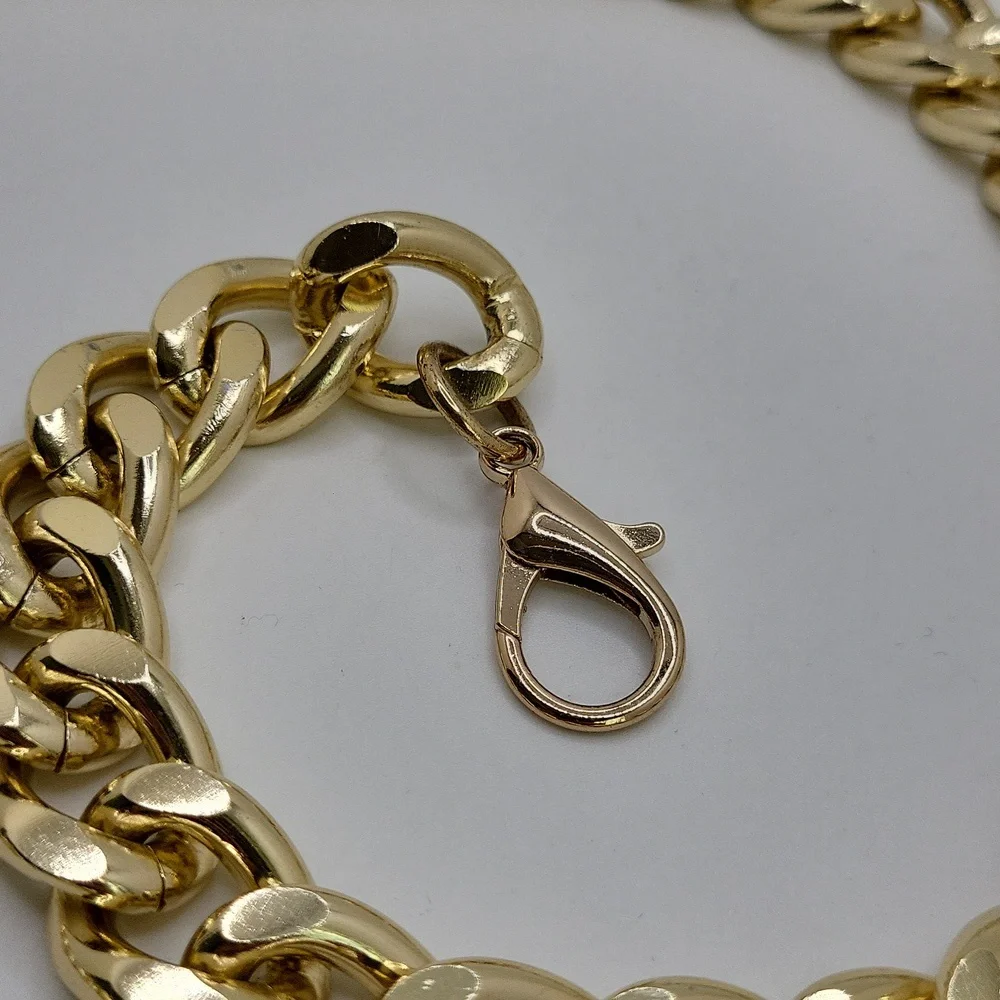Women's Gold Tone Wide Cuban Link Chain Belt 42" end to end 3/4" width - Picture 9 of 11